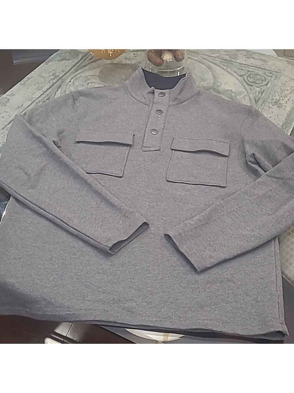 MICHAEL KORS MEN'S SOLID GRAY MOCK NECK COTTON SWEATER MEDIUM LIKE NEW